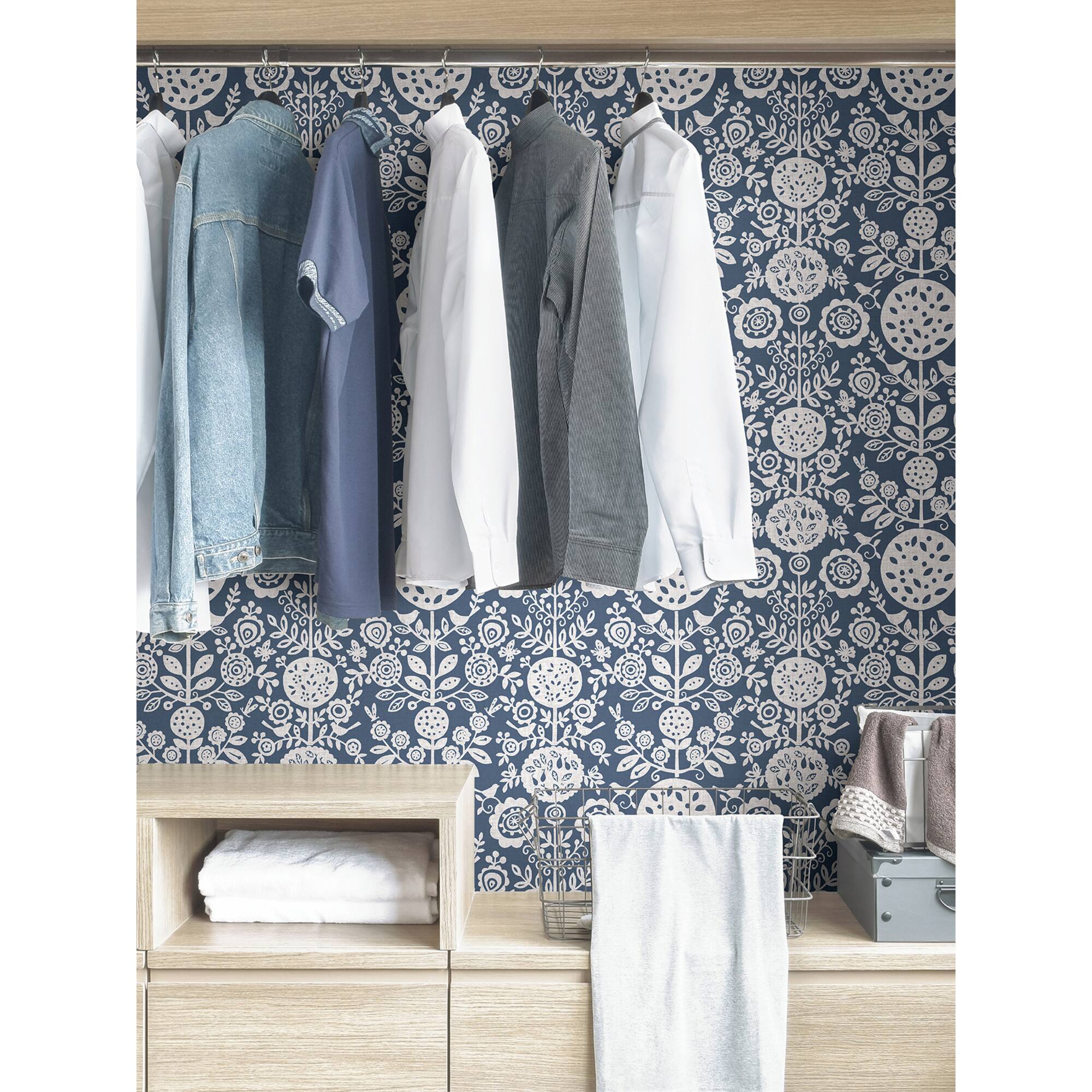 NuWallpaper Navy Anya Peel & Stick Wallpaper